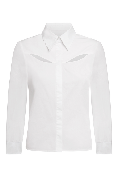 Flat lay front view image of Du & Berry Cotton Pleated Button Up Shirt