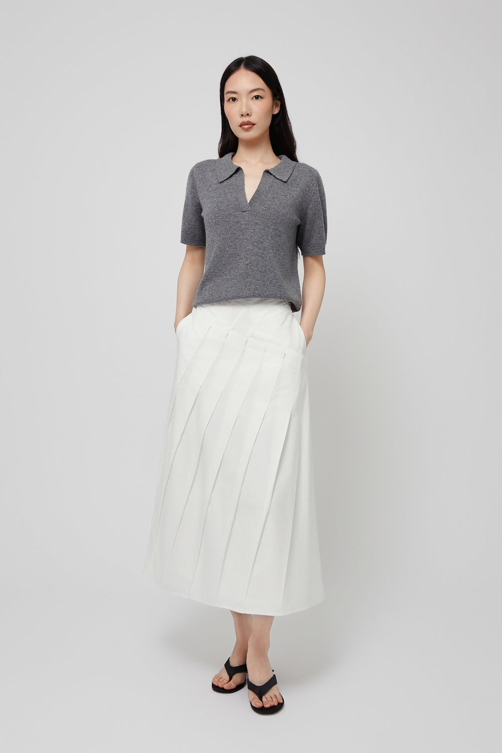 Du Pleated Cotton Poplin Midi Skirt - Du & Berry