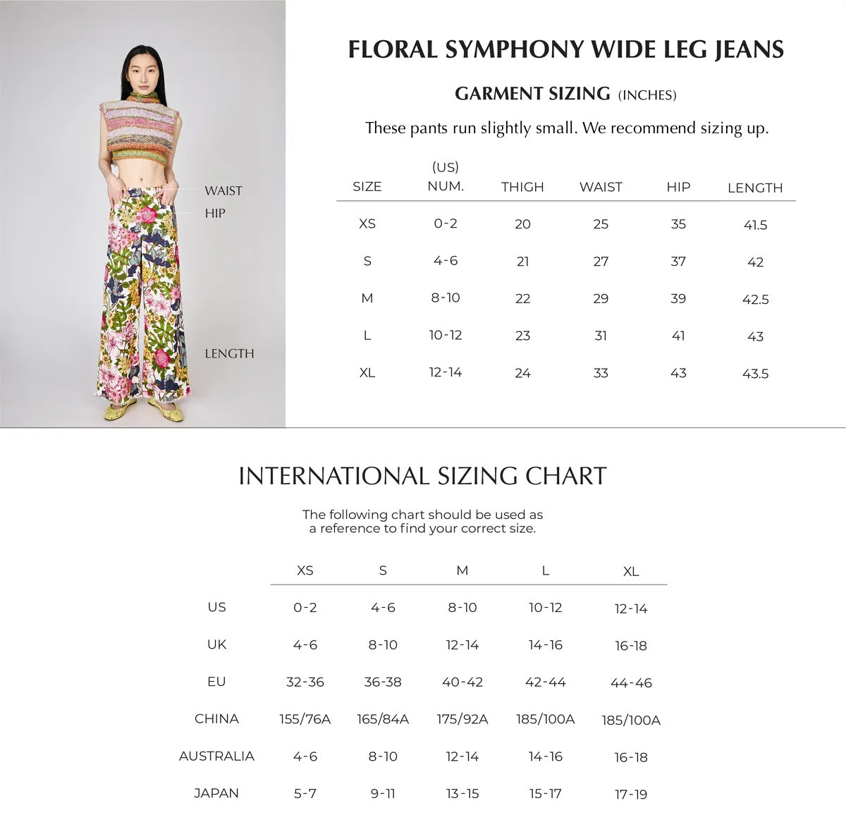 Zoomed Size Chart