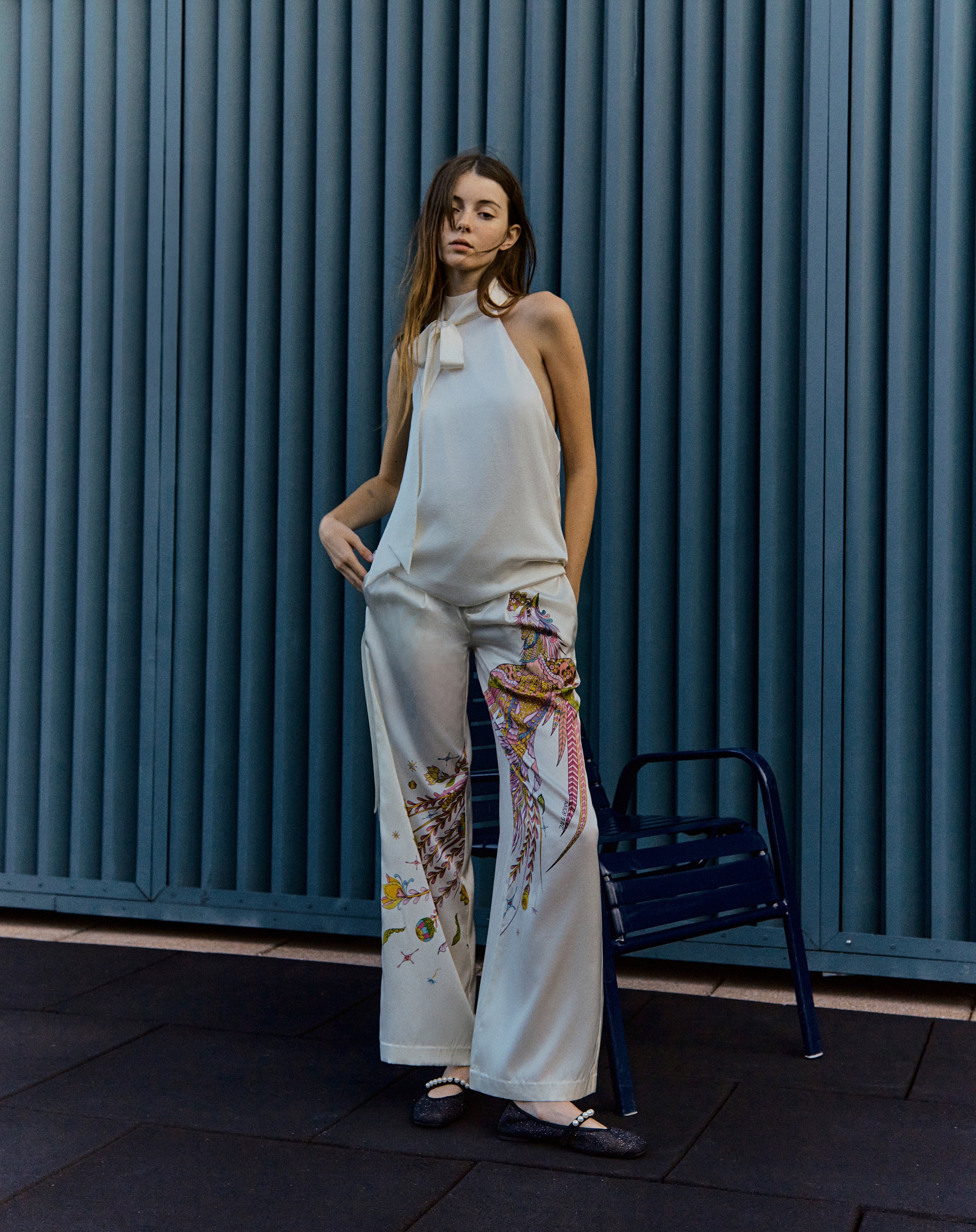 Phoenix Belted Silk Trousers