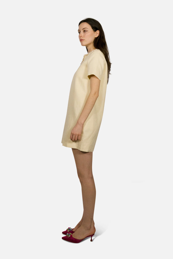 Ayla Hand Beaded Split-Neck Dress