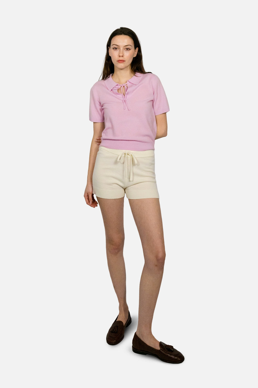 Cashmere and Wool Polo T-Shirt - Very Berry