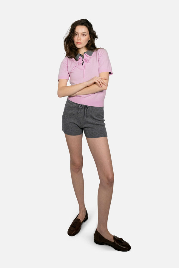 Cashmere and Wool Polo T-Shirt - Very Berry