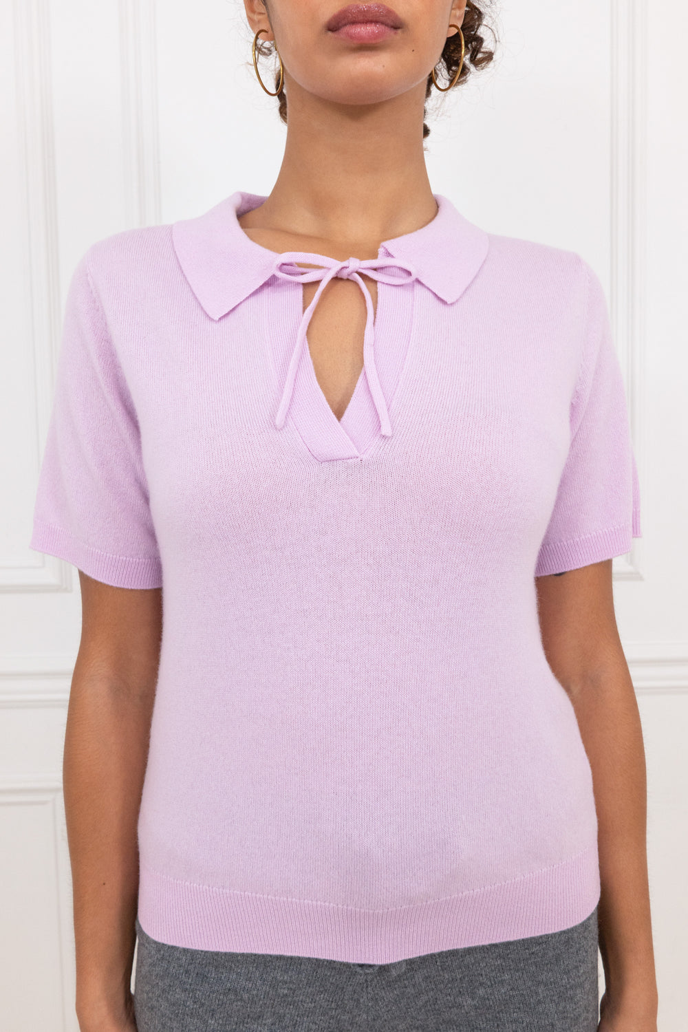 Cashmere and Wool Polo T-Shirt bow