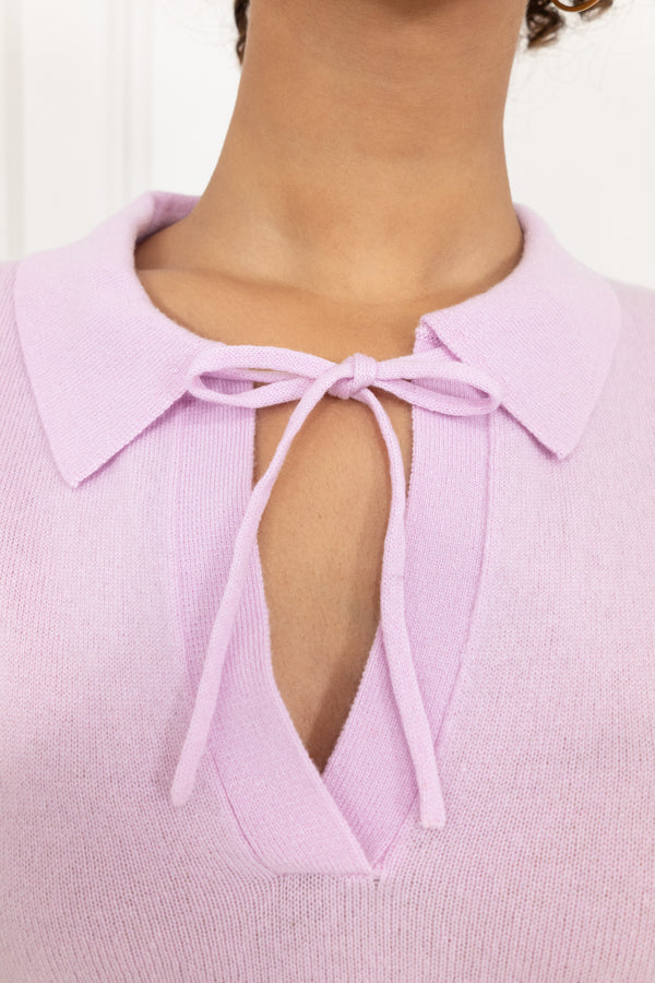 Cashmere and Wool Polo T-Shirt bow details