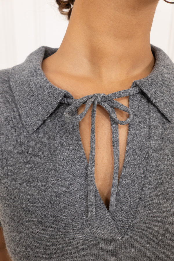 Grey Cashmere and Wool Polo T-Shirt 