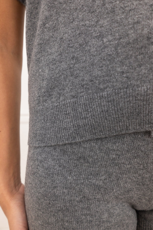 Cashmere and Wool Polo T-Shirt - Misty Charcoal 