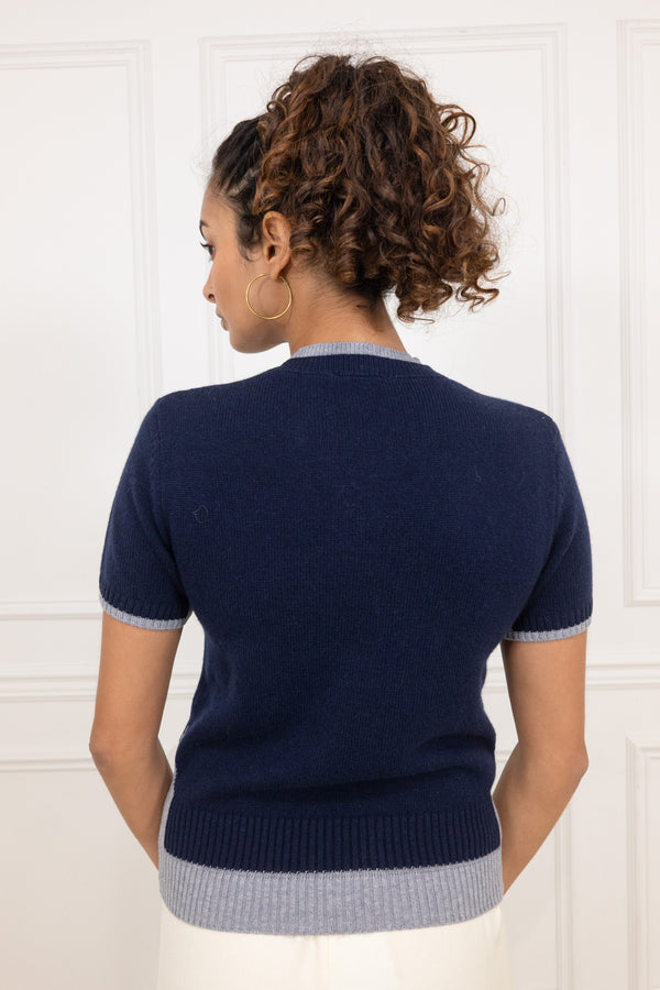 Du & Berry Cashmere & Wool Sweater in Dark Indigo