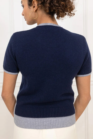 Cashmere and Wool Sweater - Blueberry Indigo