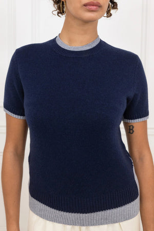 Cashmere and Wool Sweater - Blueberry Indigo