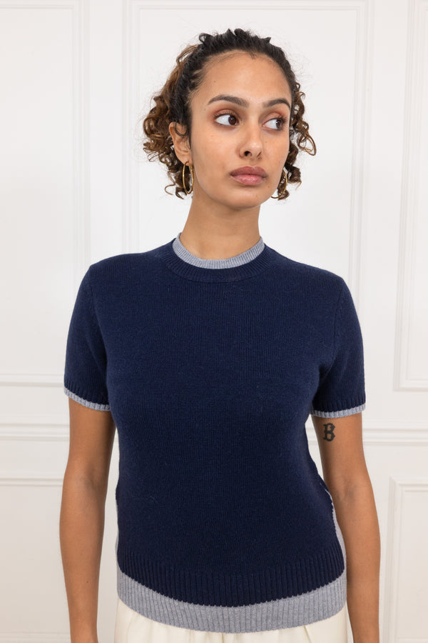 Cashmere & Wool Sweater - Blueberry Indigo