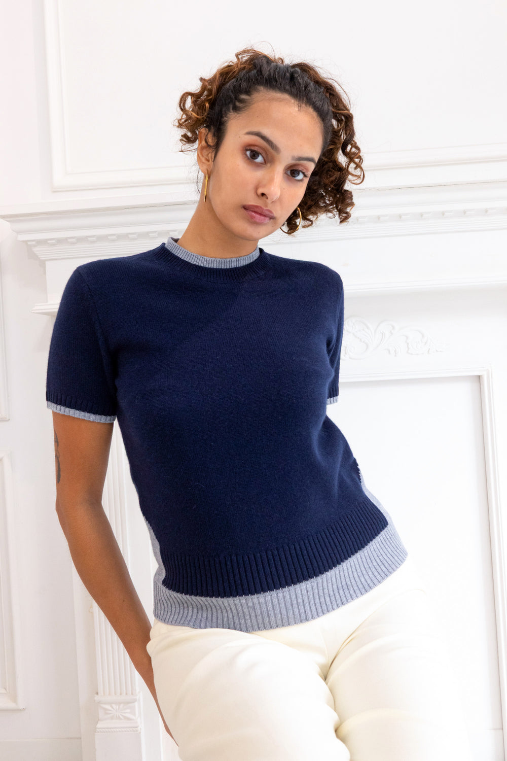 Cashmere & Wool Sweater - Blueberry Indigo - Du & Berry