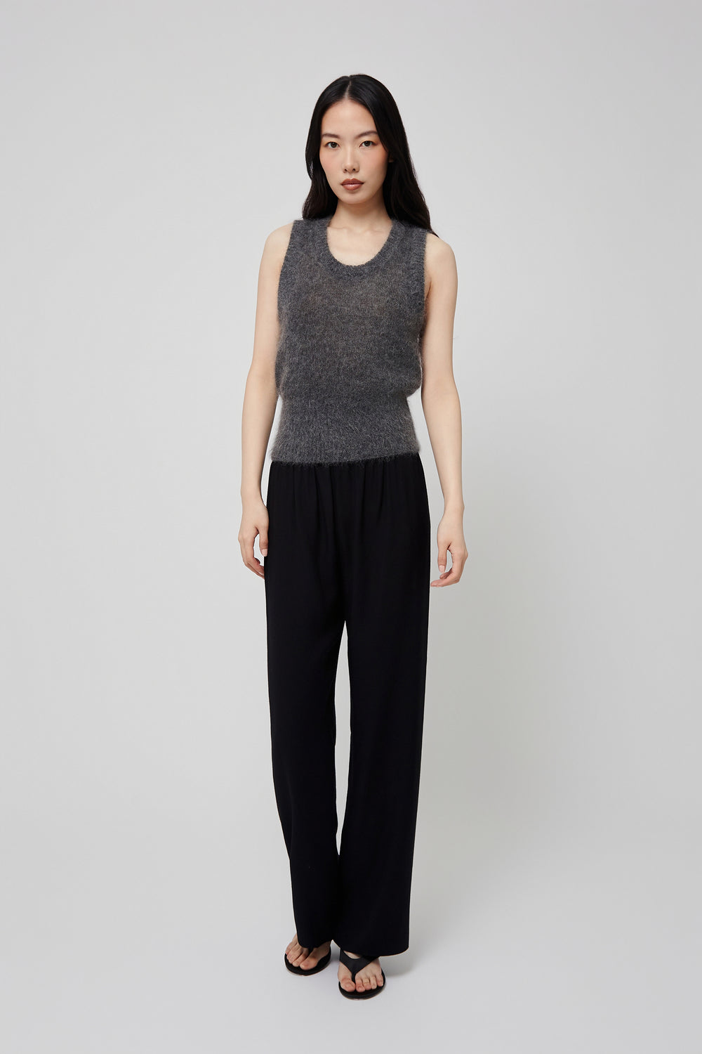 Mohair Vest Top - Black Sesame - Du & Berry
