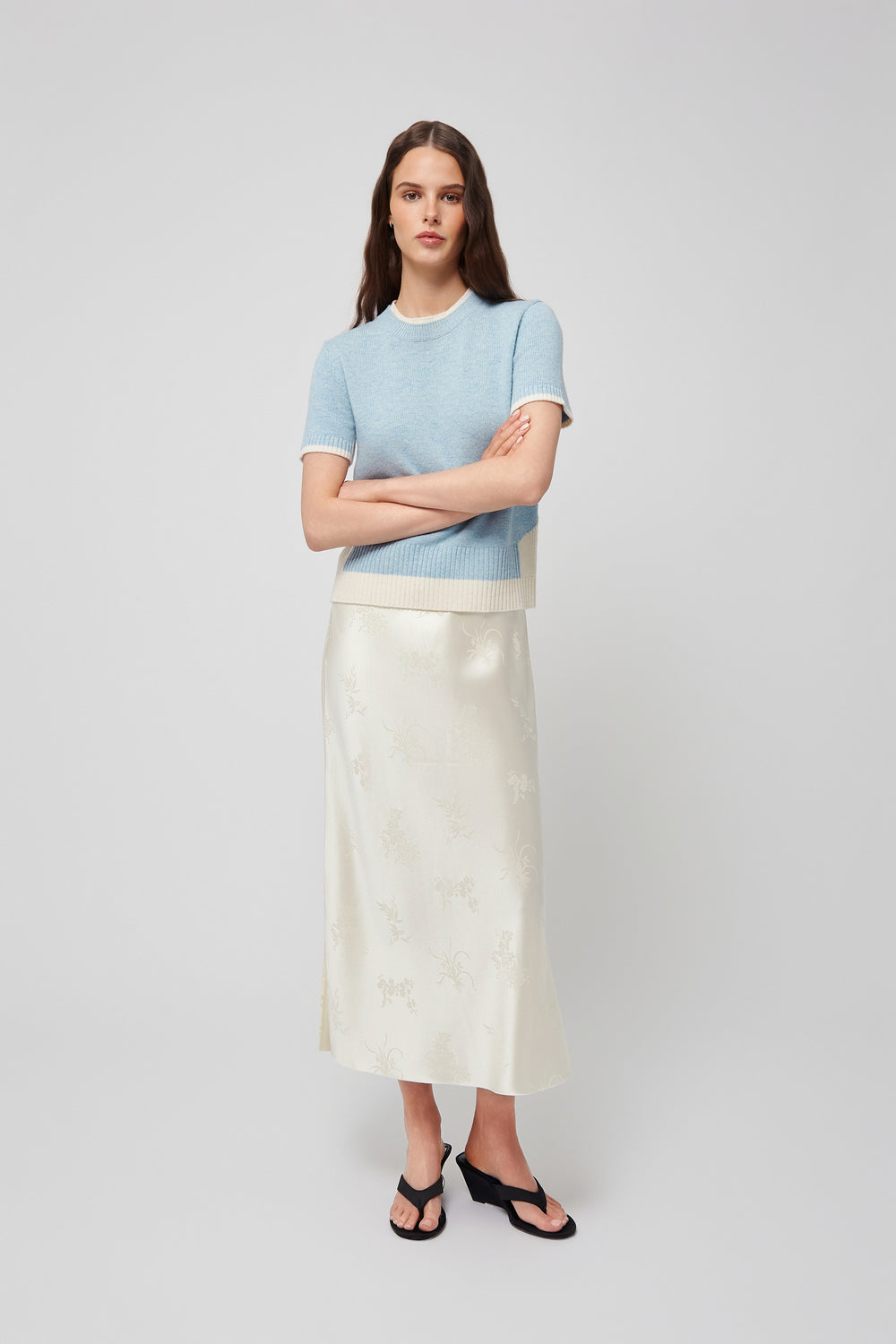 Four Noble Jacquard Skirt in Beige - Du & Berry