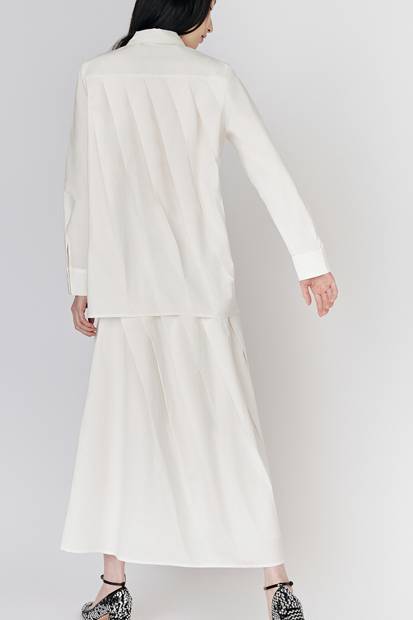 Du Pleated Cotton Poplin Shirt - Du & Berry