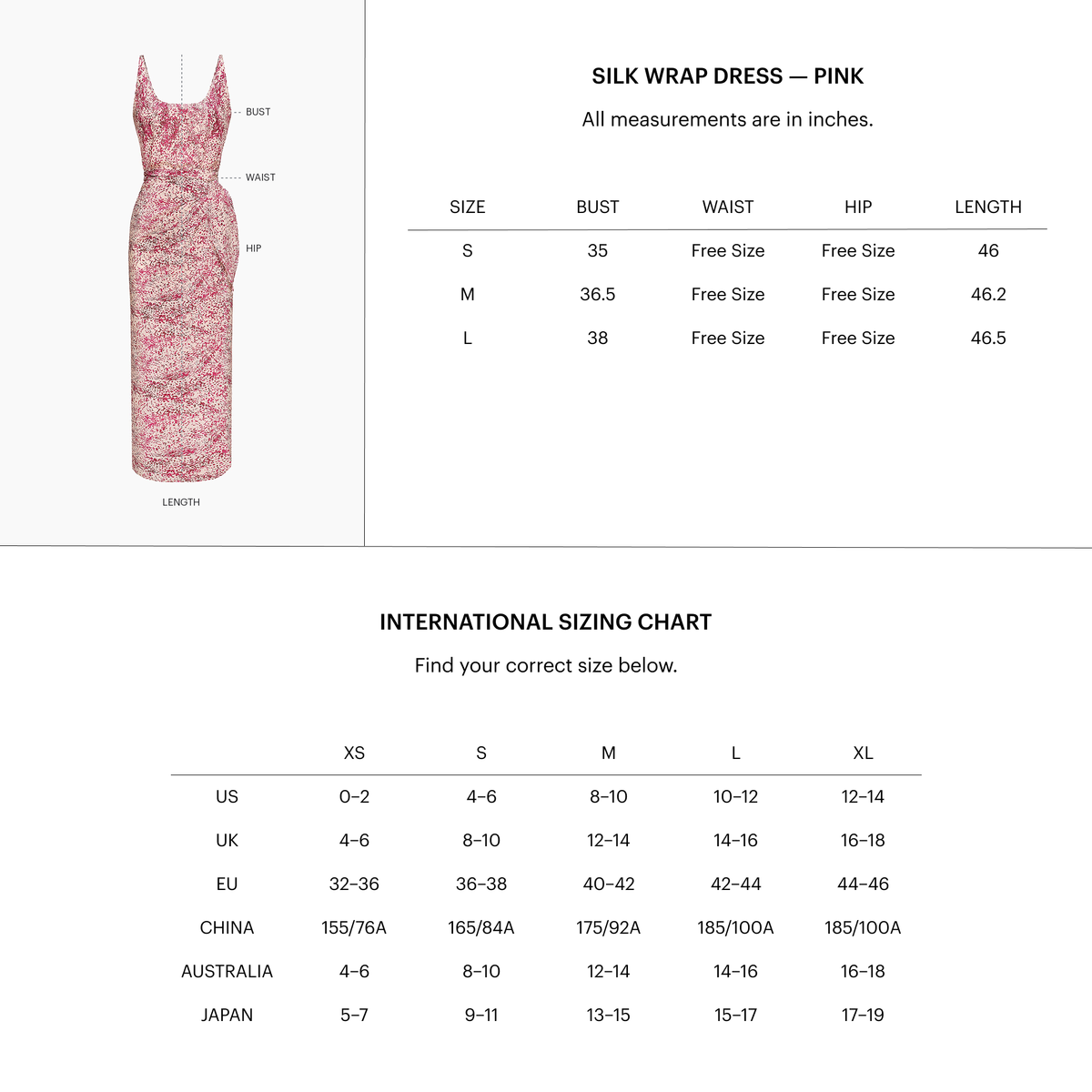 Zoomed Size Chart