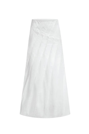 Du Pleated Cotton Poplin Midi Skirt