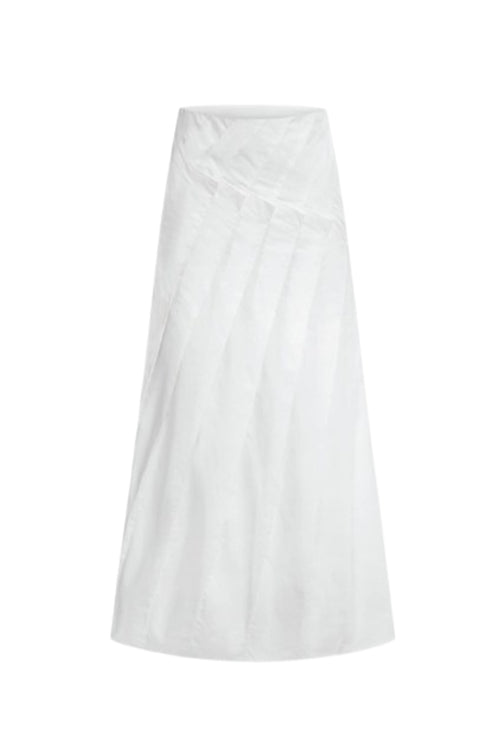 Du Pleated Cotton Poplin Midi Skirt
