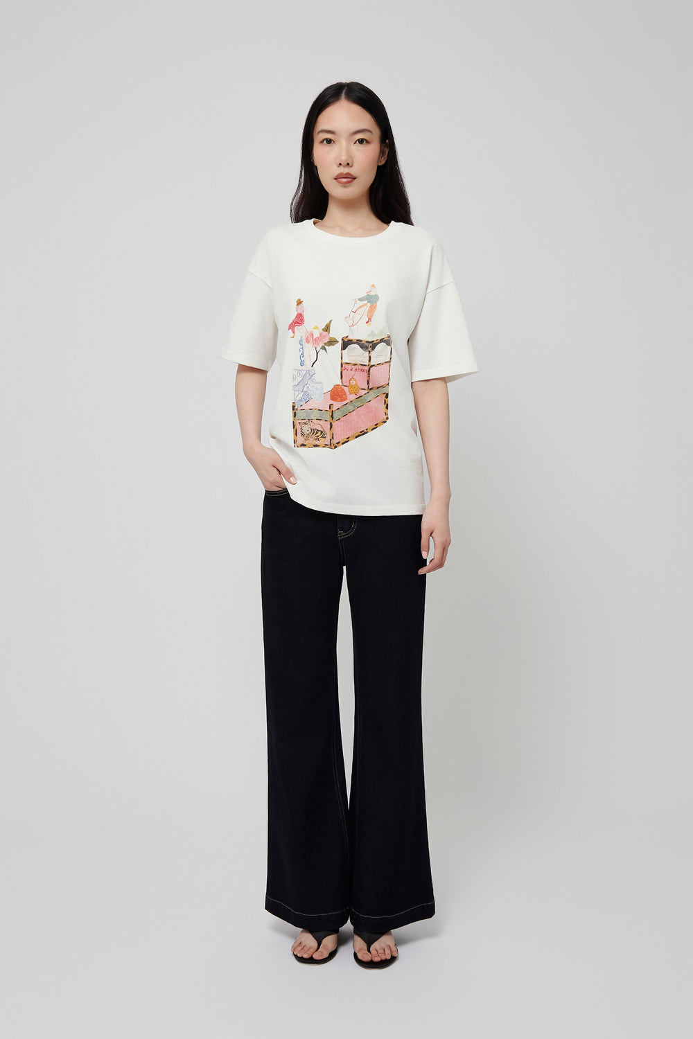 Tea Party Oversized Cotton T-Shirt - Du & Berry
