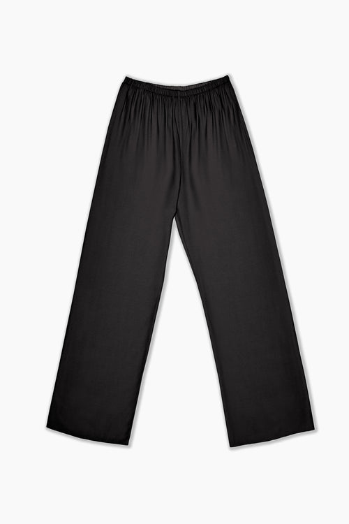 Du & Berry Black Comfort Straight Pants with elastic waistband and relaxed fit