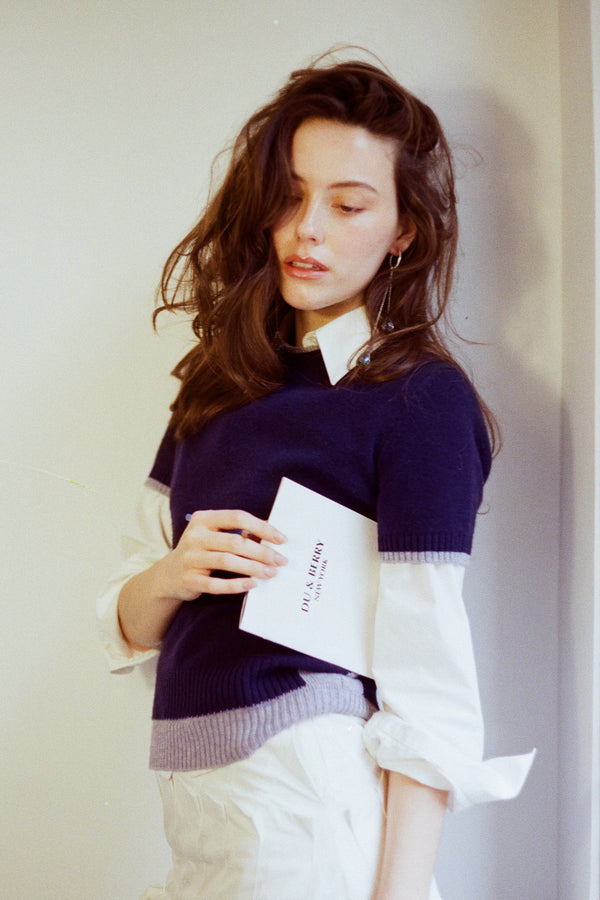 Cashmere and Wool Sweater - Blueberry Indigo