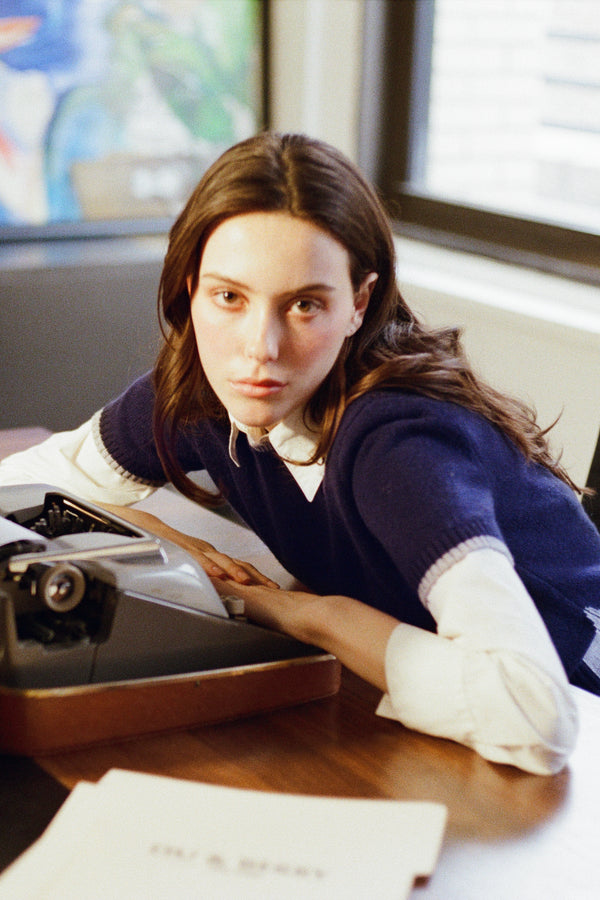 Cashmere and Wool Sweater - Blueberry Indigo