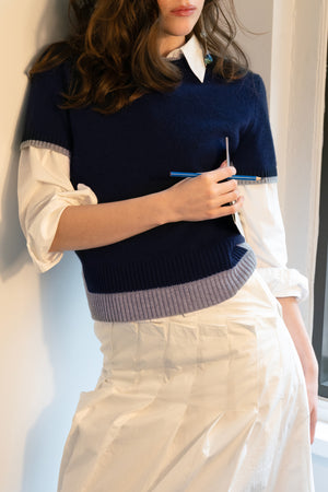 Cashmere and Wool Sweater - Blueberry Indigo