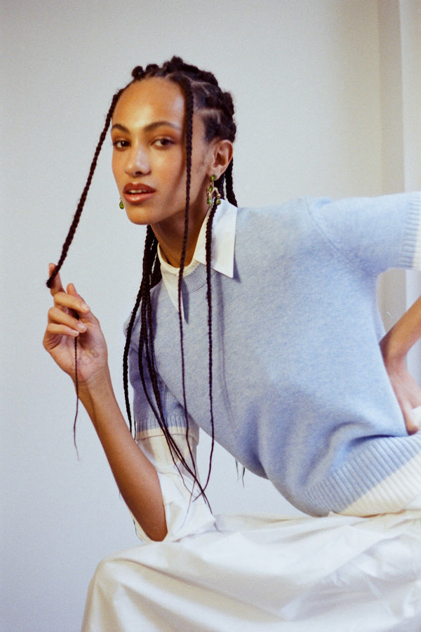 Cashmere and Wool Sweater - Sky Sorbet