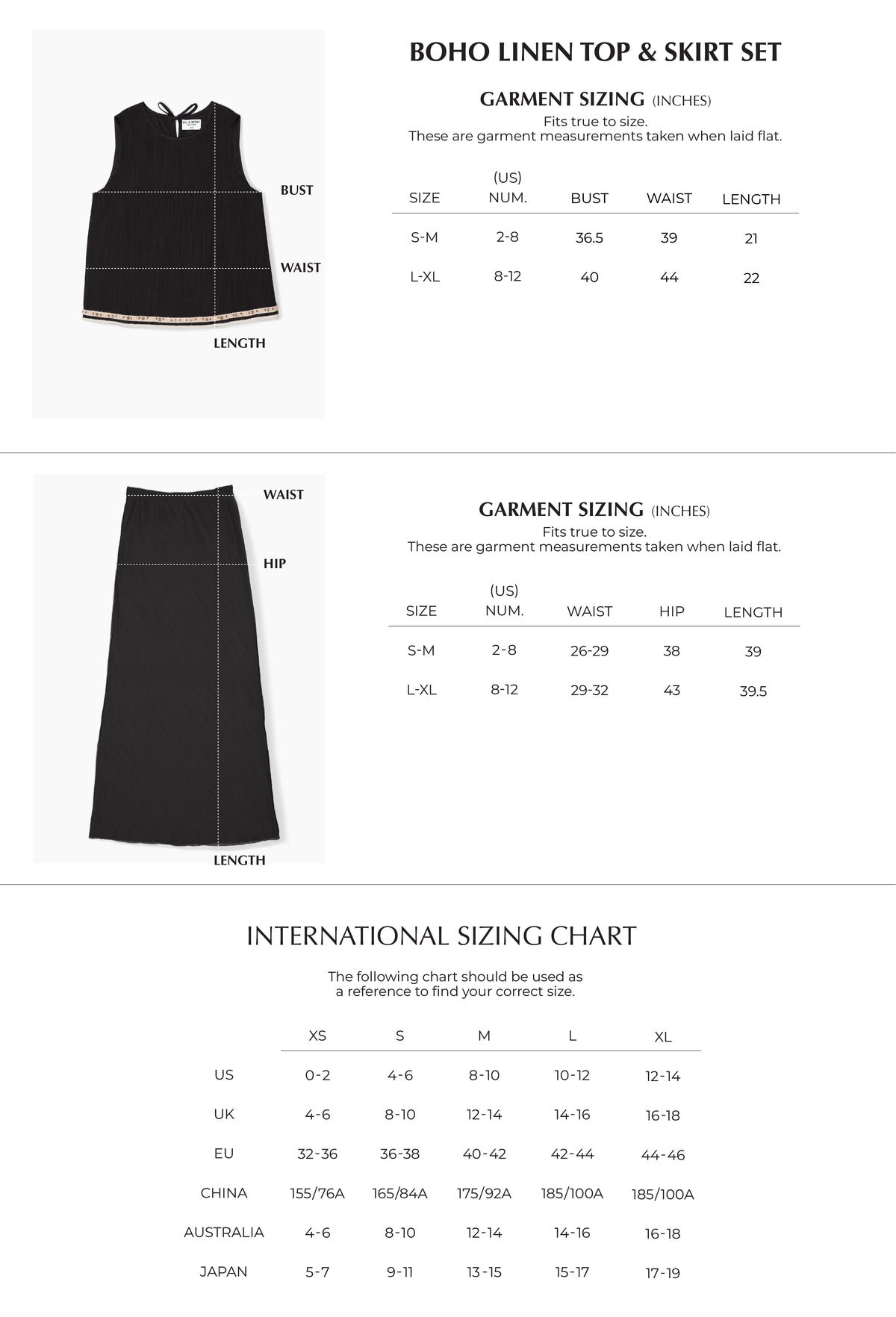 Zoomed Size Chart