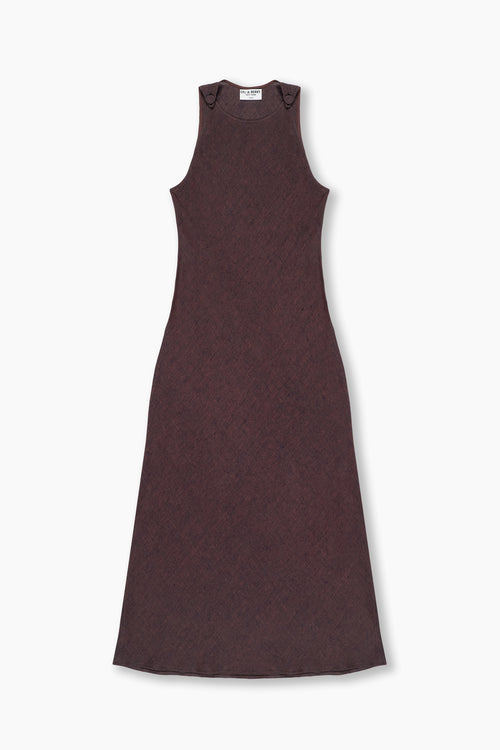 Du and Berry Brown Linen Side Split Maxi dress sleeveless casual long dress