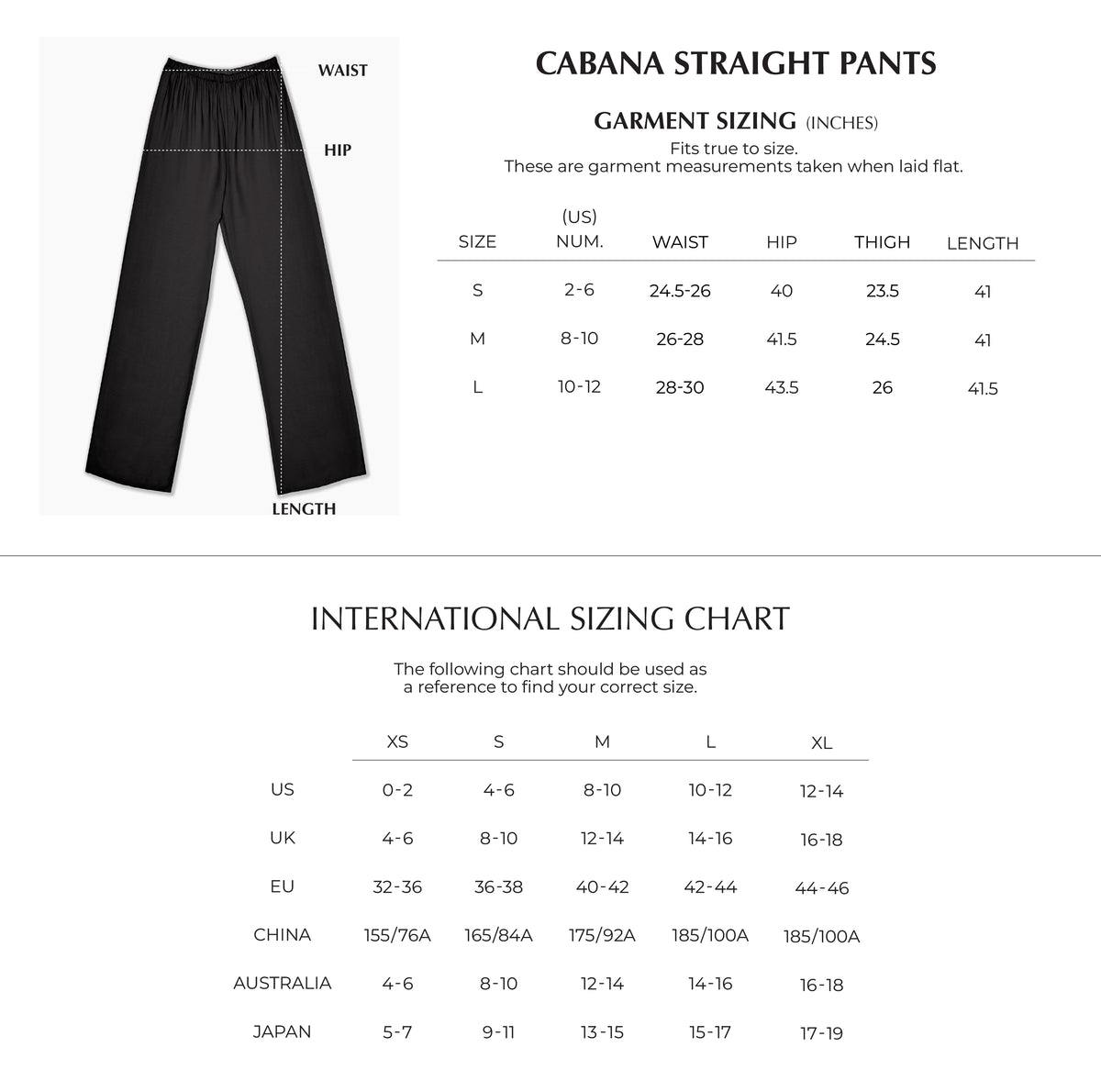 Zoomed Size Chart