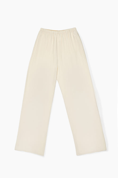 Du & Berry Cream Comfort Straight Pants with elastic waistband and relaxed fit
