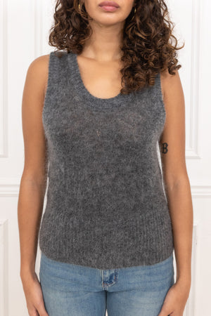 Mohair Vest Top - Black Sesame