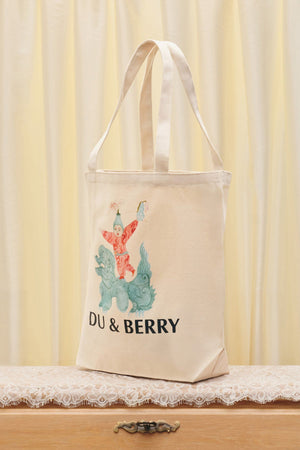 Du & Berry Cotton Tote Bag with colorful artistic design and dual shoulder straps