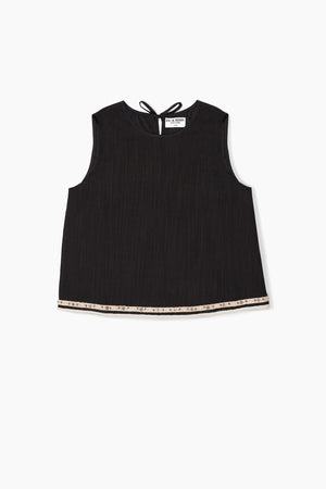 Du & Berry black sleeveless top with embroidered hem from linen top & skirt set