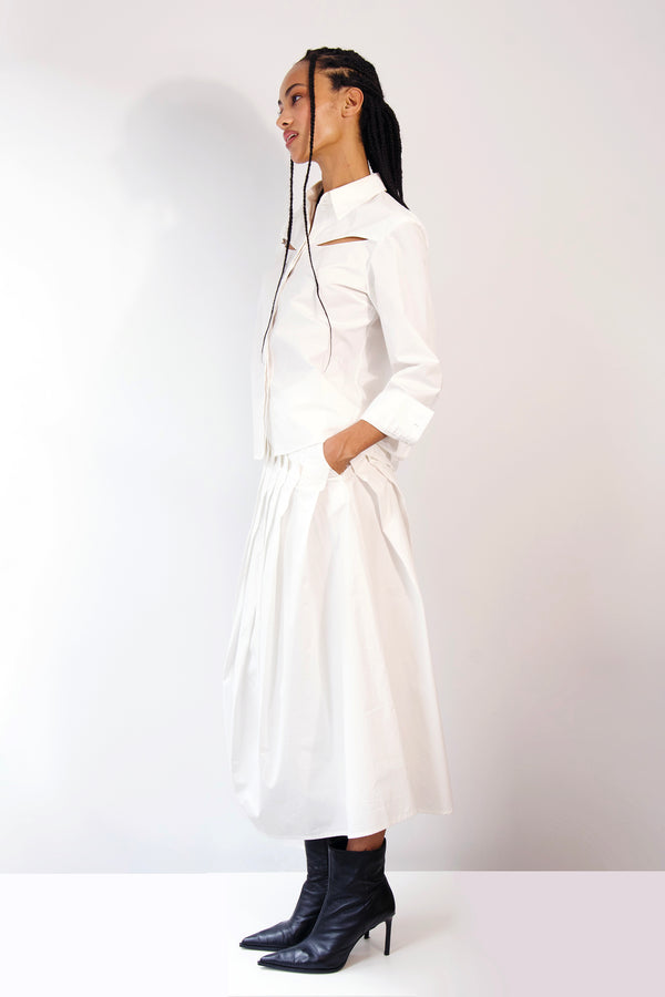 Du Pleated Cotton Poplin Shirt