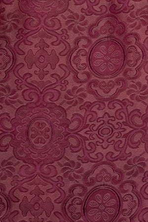 Du & Berry Jacquard Mulberry Silk Vest in Burgundy with intricate floral and geometric pattern