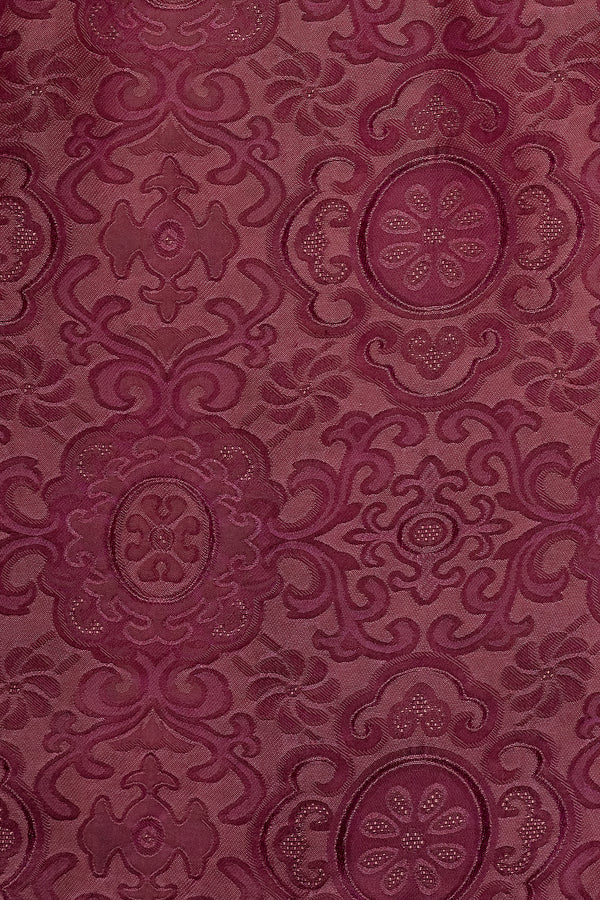 Du & Berry Jacquard Mulberry Silk Vest in Burgundy with intricate floral and geometric pattern