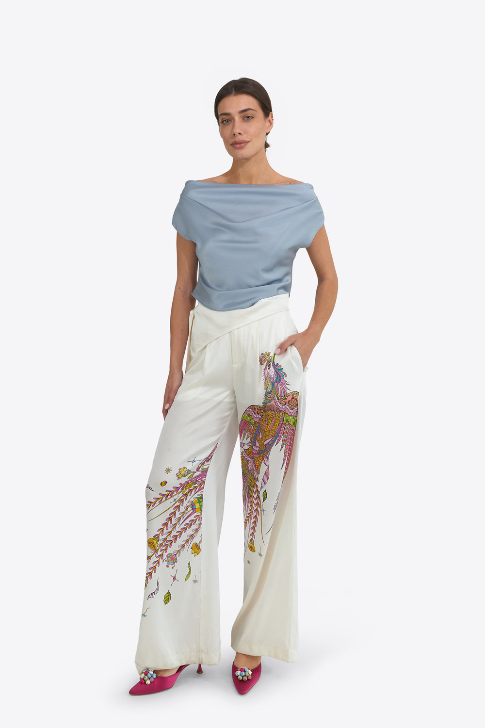 Phoenix Belted Silk Trousers - Du & Berry