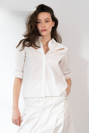 Du Pleated Cotton Poplin Shirt