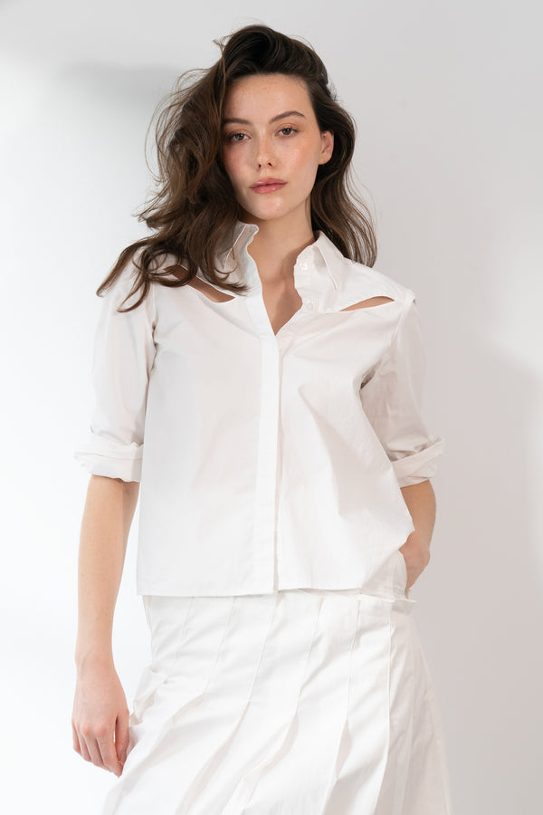Du Pleated Cotton Poplin Shirt