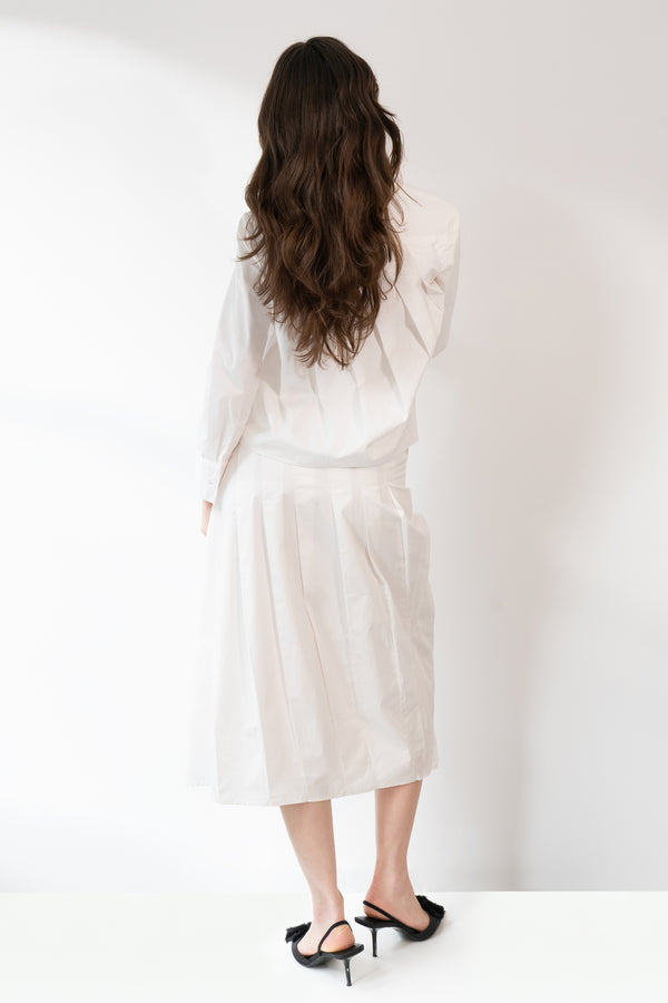 Du Pleated Cotton Poplin Shirt