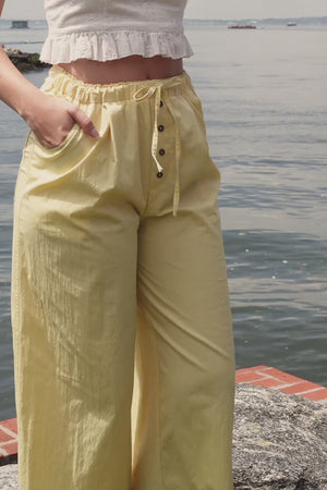 Sway Cotton Palazzo Pants in Butter Yellow