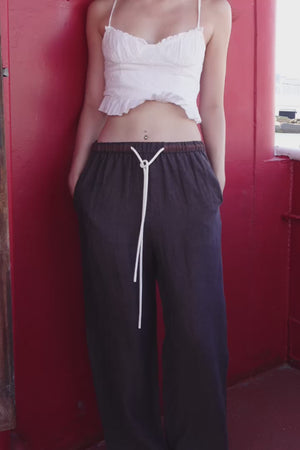 Sojourn Linen Wide Leg Pants in Chocolate