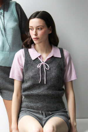 Cashmere and Wool Polo T-Shirt - Very Berry