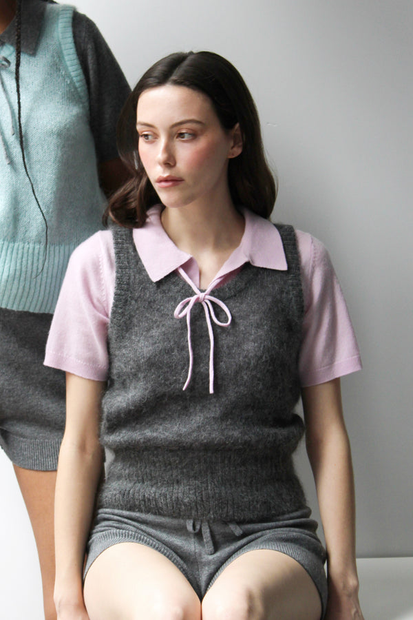 Cashmere and Wool Polo T-Shirt - Very Berry