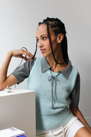 Cashmere and Wool Polo T-Shirt - Misty Charcoal