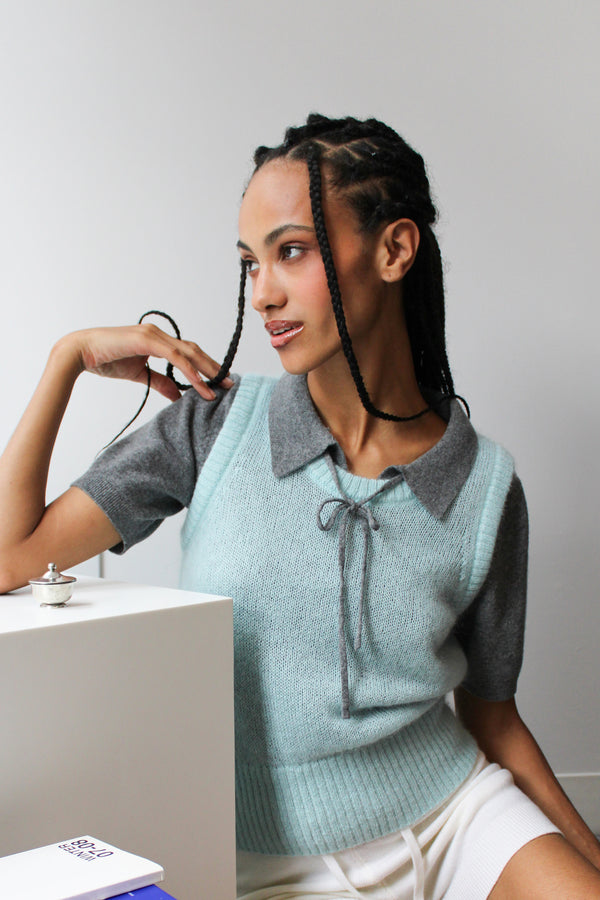 Cashmere and Wool Polo T-Shirt - Misty Charcoal