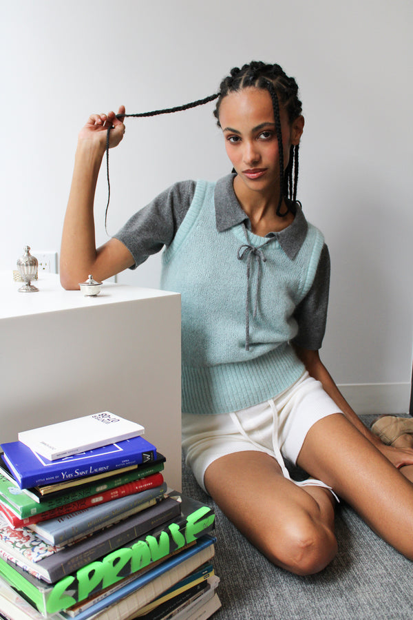 Cashmere and Wool Polo T-Shirt - Misty Charcoal