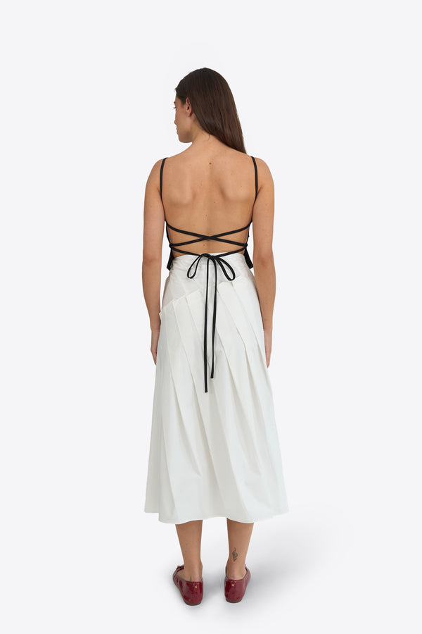 Du Pleated Cotton Poplin Midi Skirt